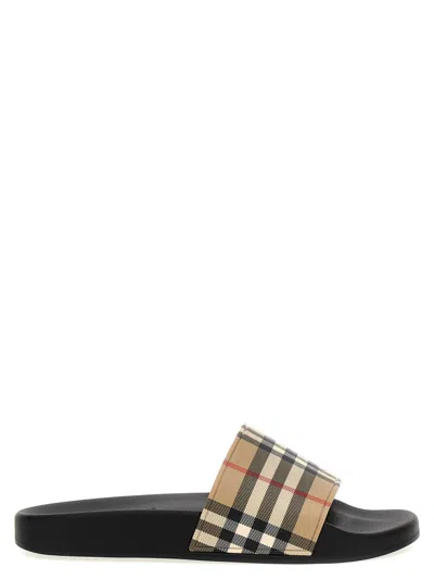 Burberry Men Vintage Check Print Slides In Black