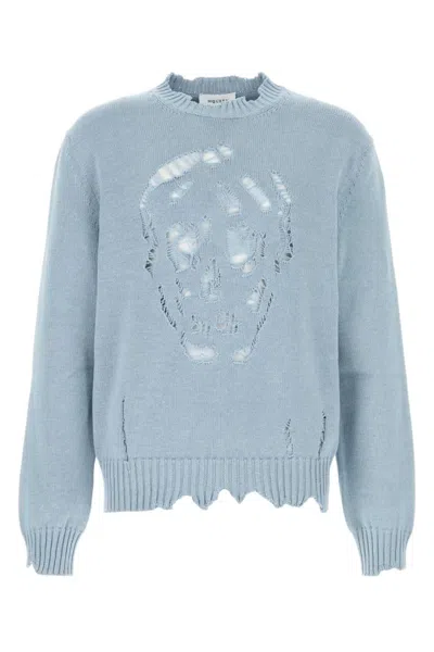 Alexander Mcqueen Mcqueen Skull Sweater In Light Blue