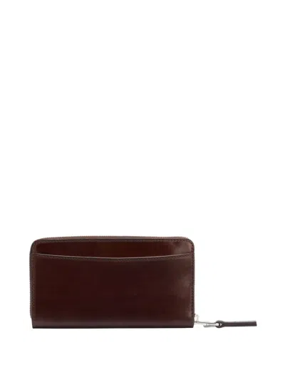 Lemaire Patina Zip Continental Rectangular Wallet In Brown