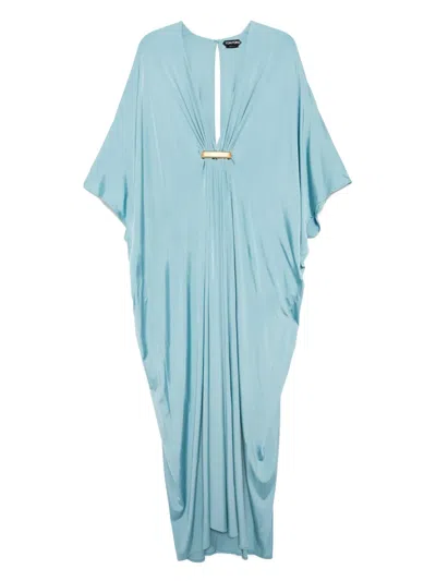Tom Ford V-neck Dress In Blue