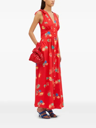 Msgm Printed Maxi Dress In Red