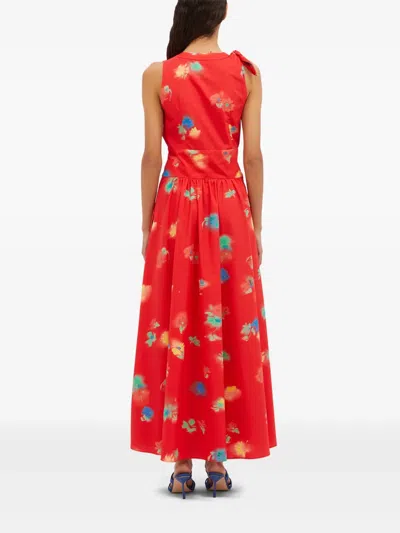 Msgm Printed Maxi Dress In Red