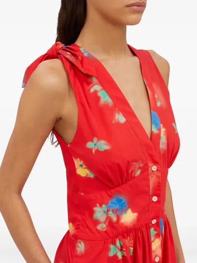 Msgm Printed Maxi Dress In Red