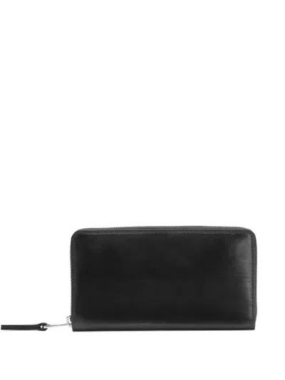 Lemaire Patina Zip Continental Rectangular Wallet In Black