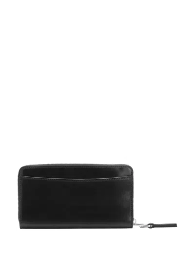 Lemaire Patina Zip Continental Rectangular Wallet In Black