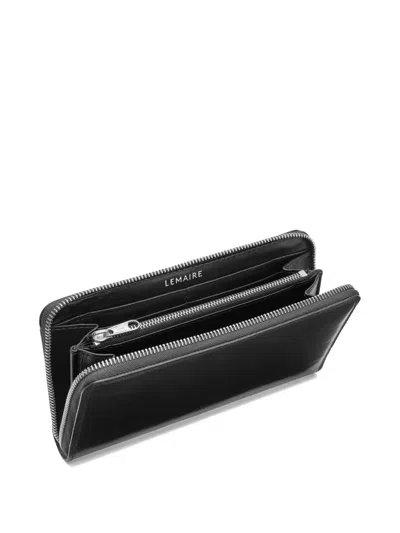 Lemaire Patina Zip Continental Rectangular Wallet In Black