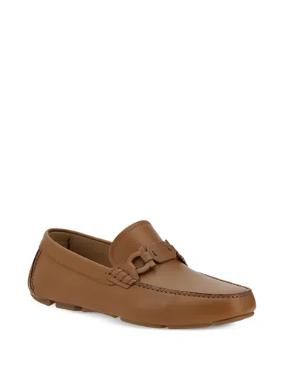 Ferragamo Brown Loafers With Ganicini Plaque On The Front