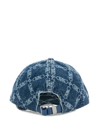 Michael Michael Kors Michael By Michael Kors Printed Denim Baseball Cap In Blue