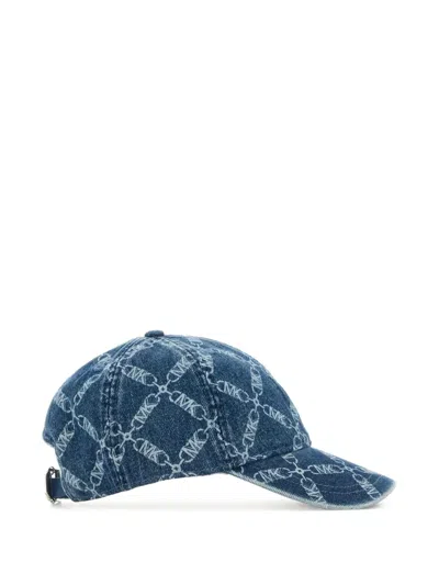 Michael Michael Kors Michael By Michael Kors Printed Denim Baseball Cap In Blue