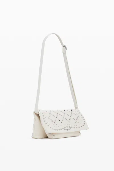 Desigual Cotton Canvas Crossbody Bag In Beige