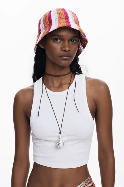 Desigual バケットクロシェット帽 In Red