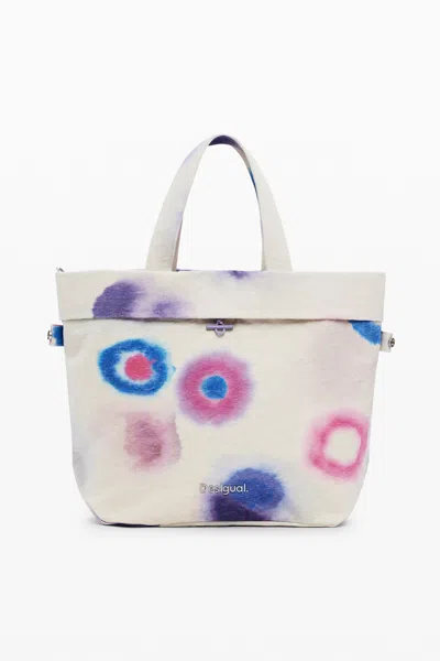 Desigual Print Canvas Shopper In Red