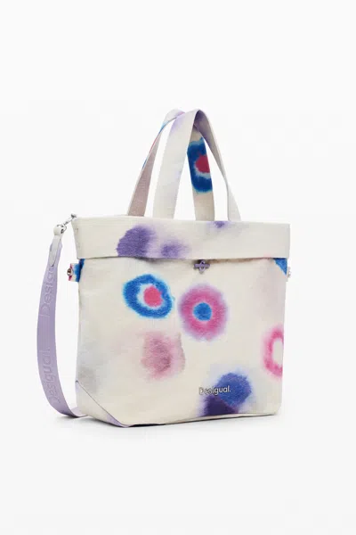 Desigual Print Canvas Shopper In Red