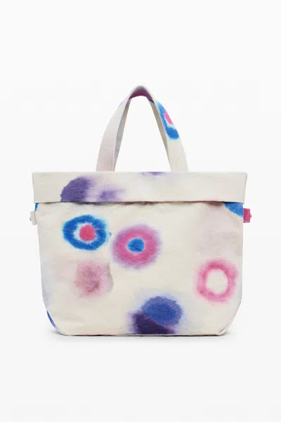 Desigual Print Canvas Shopper In Red