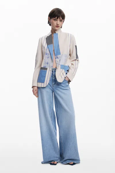 Desigual Patchwork Blazer In White