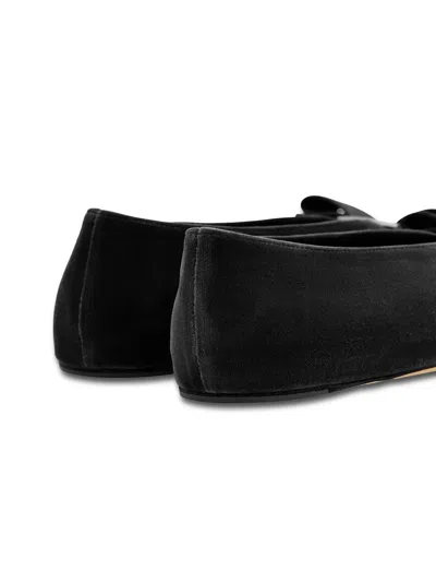 Ferragamo Ballerina Bow Black Var In Black