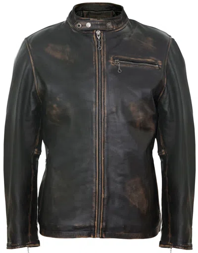 Infinity Leather Mens Vintage Black Leather Biker Jacket- Sarajevo In Black