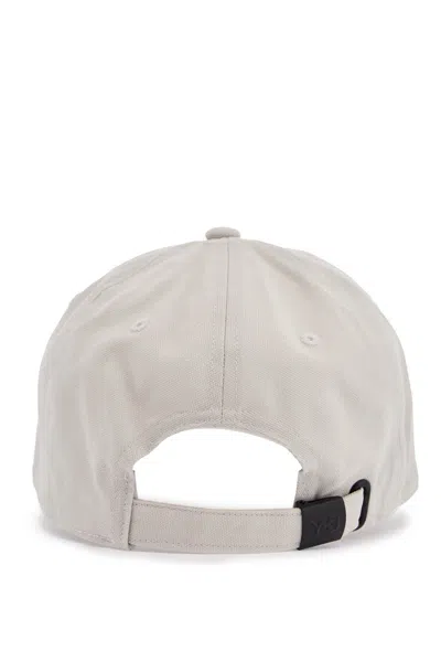 Y-3 Gray Cotton Cap With Large Logo And Curved Brim In Grey (grey)