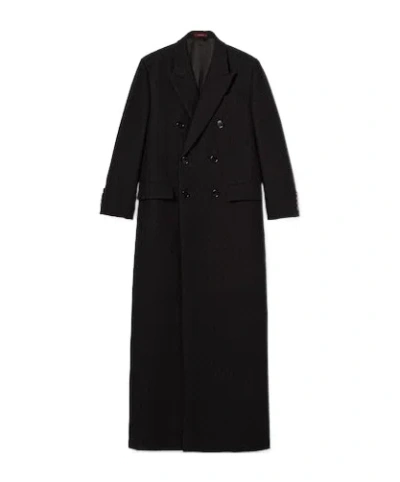 Gucci Double-breasted Coat With Gg Pattern In Black
