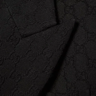 Gucci Double-breasted Coat With Gg Pattern In Black