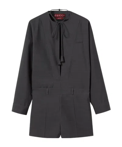 Gucci Long-sleeved Mini Jumpsuit In Black