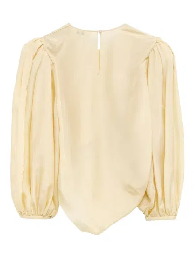 Chloé Draped Top With Keyhole Back And Puffed Sleeves In Yellow