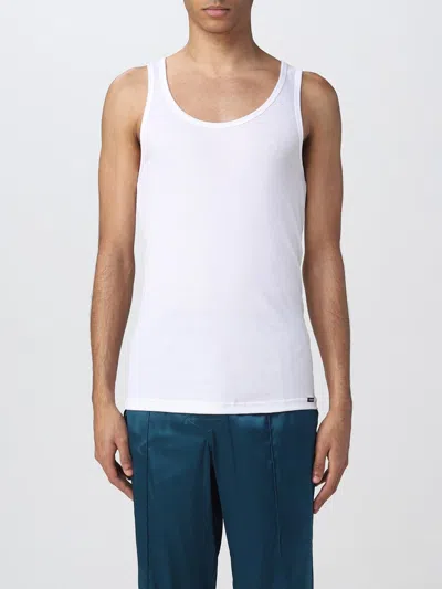 Tom Ford White Ribbed Tank Top In Bianco