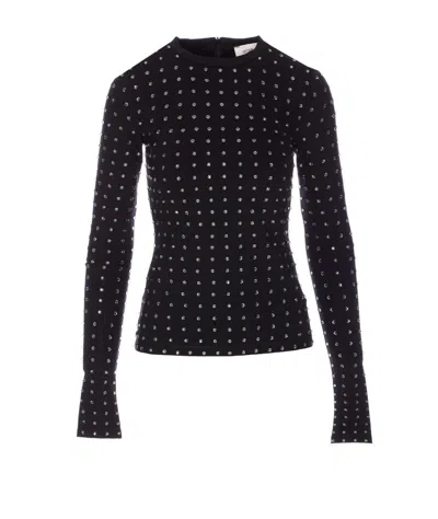 Sportmax Crystal Embellished Long Sleeve Top In Black