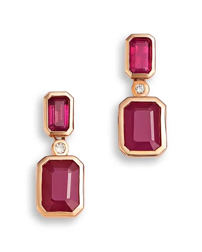 Bloomingdale's Fine Collection Ruby & Diamond Drop Earrings In 14k Rose Gold In Pink