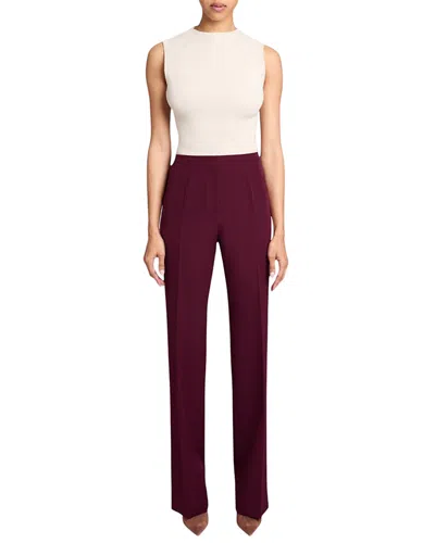Santorelli Della Staight Leg Pants With Slanted Pockets In Fluid Techno Crepe In Cherry Cola