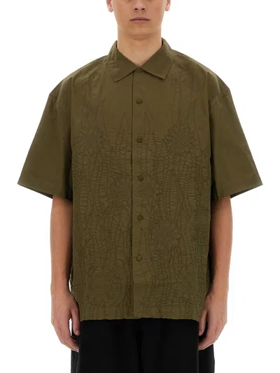 Ymc You Must Create Ymc Green Textured Cotton "ciders" Shirt In Brown