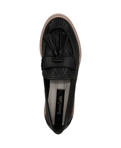 Franco Sarto Women's Carolyn Low Profile Tassel Loafers In Black Faux Leather
