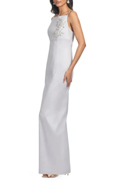 Sachin & Babi Pryce Embellished Mikado Column Gown In Silver