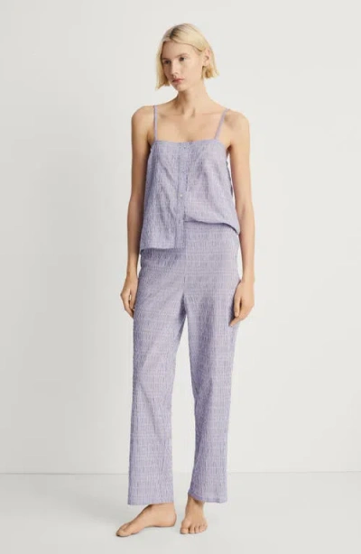 Mango Stripe Stretch Cotton Pajama Pants In Lilac