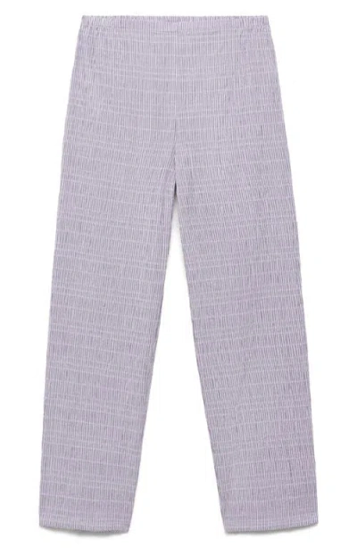 Mango Stripe Stretch Cotton Pajama Pants In Lilac