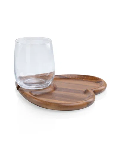 Toscana Heart Shaped Wine Appetizer Plates, Set Of 4 In Brown