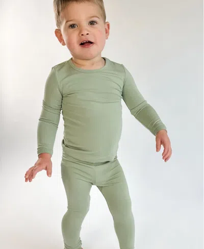 Tiny Knot Co. Baby Boys And Girls 2-piece Long Sleeve Pajama Set In Sage