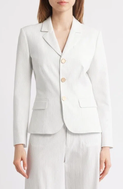 Frame The Seersucker Smart Blazer In Light Chambray Multi