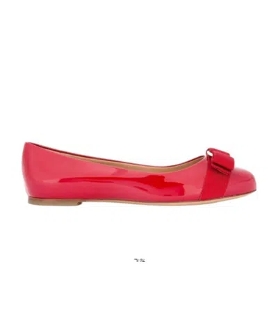 Ferragamo Barabou Patent Leather Ballet Flats In Red