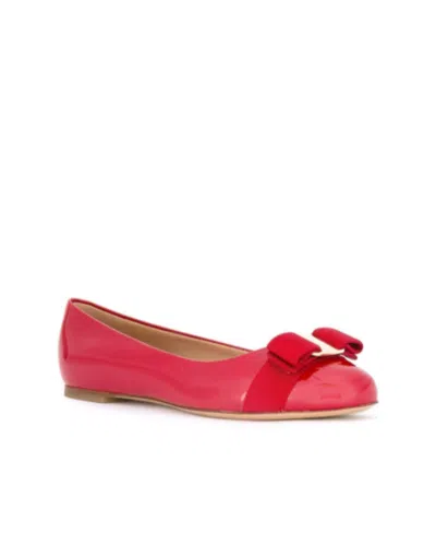 Ferragamo Barabou Patent Leather Ballet Flats In Red