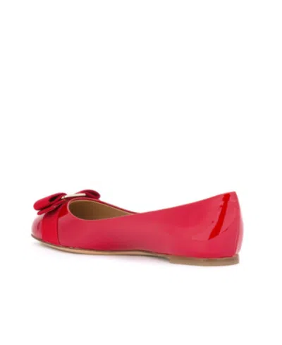 Ferragamo Barabou Patent Leather Ballet Flats In Red