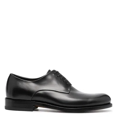 Ferragamo Lace-up Leather Oxford Shoes In Black
