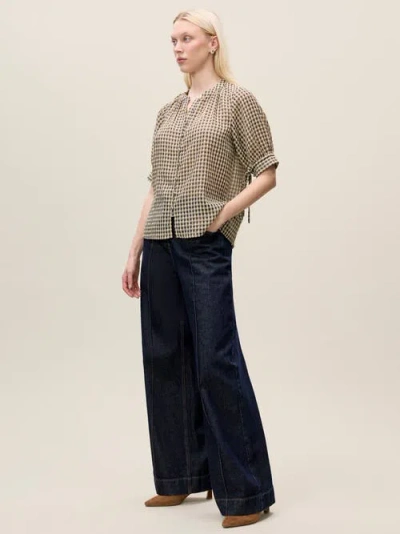 Rebecca Taylor Aster Gingham Blouse In Blue Combo