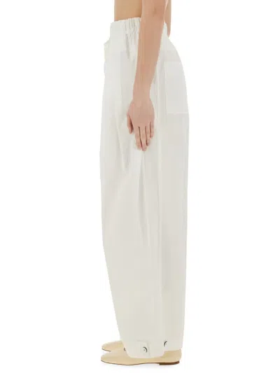 Jil Sander Wide Pants In Cotton Gabardine In White