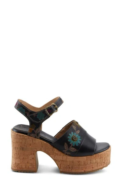 L'artiste By Spring Step Halena Platform Sandal In Black Multi