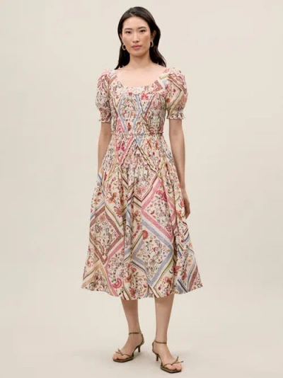 Rebecca Taylor Anya Midi Dress In Montage Floral Ivory Combo In Multi