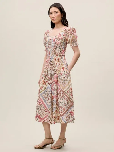 Rebecca Taylor Anya Midi Dress In Montage Floral Ivory Combo In Multi