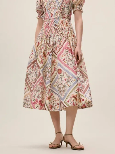 Rebecca Taylor Anya Midi Dress In Montage Floral Ivory Combo In Multi