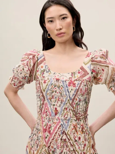 Rebecca Taylor Anya Midi Dress In Montage Floral Ivory Combo In Multi