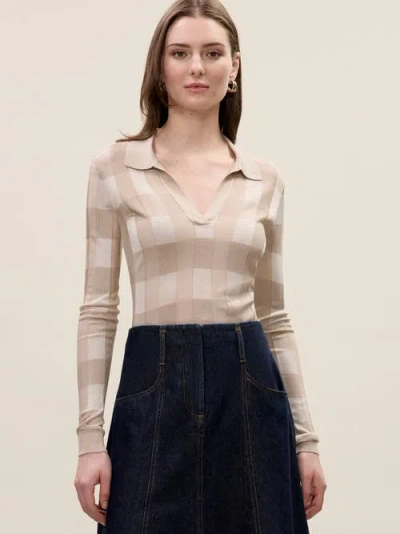 Rebecca Taylor Sheer Knit Sweater In Sand Multi In Brown